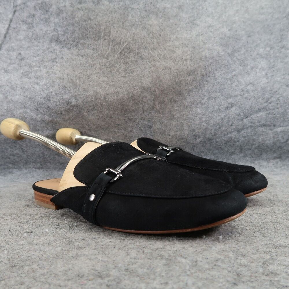 Franco Sarto Shoe Women 7.5 Mule Loafer Slip On Flat Leather Fashion Dolly Black